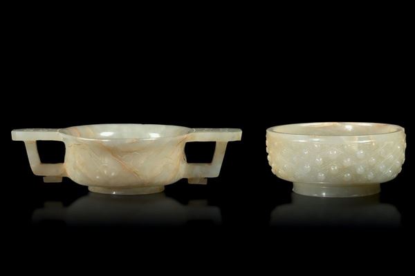 Two white jade bowls, China, Qing Dynasty