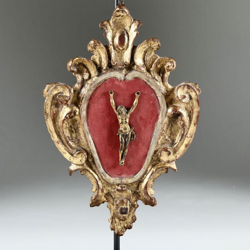 Cristo in bronzo in cornice dorata, arte barocca del XVIII secolo  - Auction Timed Auction Sculpture and Works of Art - Cambi Casa d'Aste