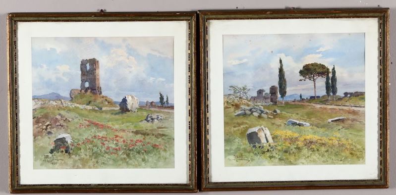 Filippo Anivitti (1876-1975) Veduta di campagna romana  - Auction Paintings - Cambi Casa d'Aste