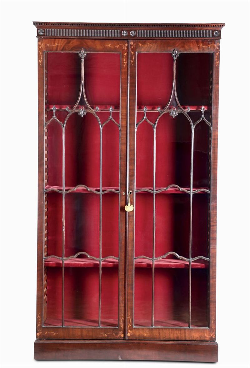 Vetrina a due ante lastronata ed intarsiata, XIX secolo  - Auction Fine Art - Cambi Casa d'Aste