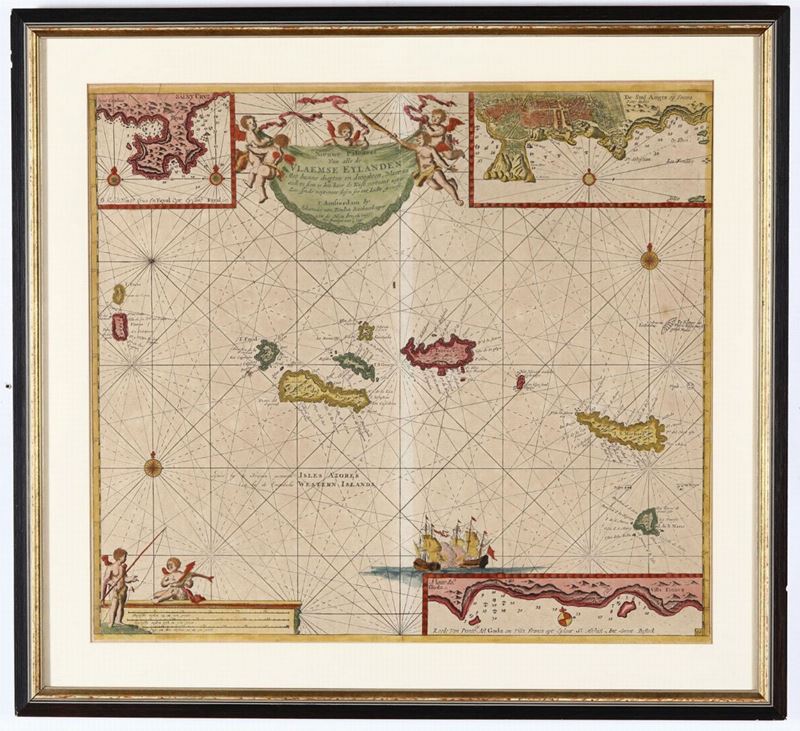Johannis van Keulen Carta geografica delle Azzorre, Amsterdam fine XVII inizi XVIII secolo  - Auction Rare Landscapes, Maps and Books - Cambi Casa d'Aste