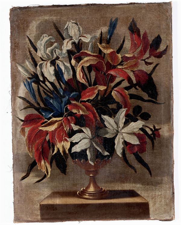 Scuola veneta del XVIII secolo Vaso con fiori