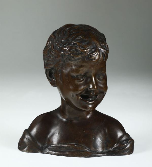 Testa di fanciullo in bronzo, XIX secolo