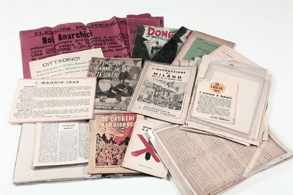 Repubblica Sociale,Resistenza e altro Piccoli Fogli,fogli volanti,pubblicistica e vario materiale a stampa,per lo più riferibile agli anni 1943-1947