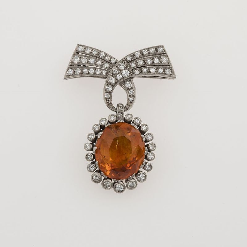 Citrine and diamond brooch  - Auction Timed Auction Jewels - Cambi Casa d'Aste