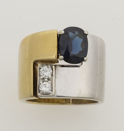 Anello con Zaffiro e Diamante