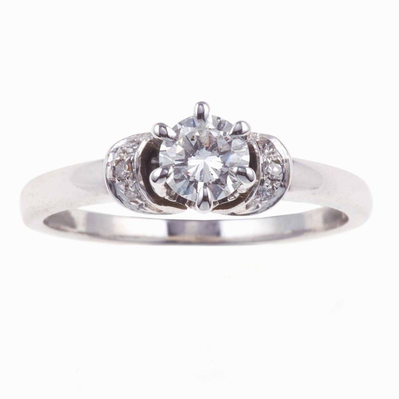 Anello con diamante taglio brillante di ct 0.45 circa  - Auction Jewels | Cambi Time - Cambi Casa d'Aste