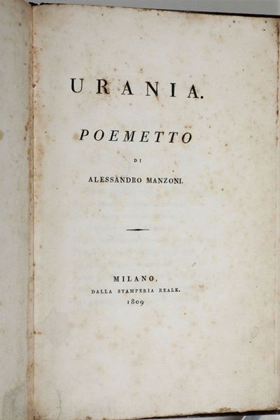 Manzoni,alessandrourania.milano,stamperia Reale,1809