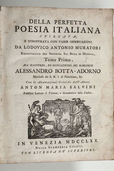 Muratori,ludovico Antoniodella Perfetta Poesia Italiana Spiegata e Dimostrata con Varie Osservazi...