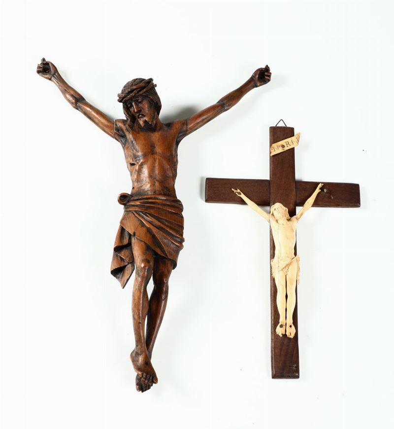 Lotto composto da cristo in legno e cristo in avorio su croce in legno  - Auction Timed Auction Sculpture and Works of Art - Cambi Casa d'Aste