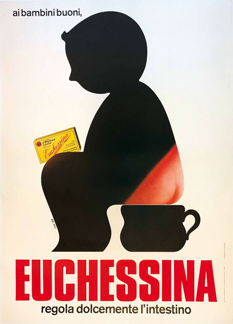 Armando Testa (1917-1992) AI BAMBINI BUONI EUCHESSINA, REGOLA DOLCEMENTE L’INTESTINO  - Auction Vintage Posters - Cambi Casa d'Aste