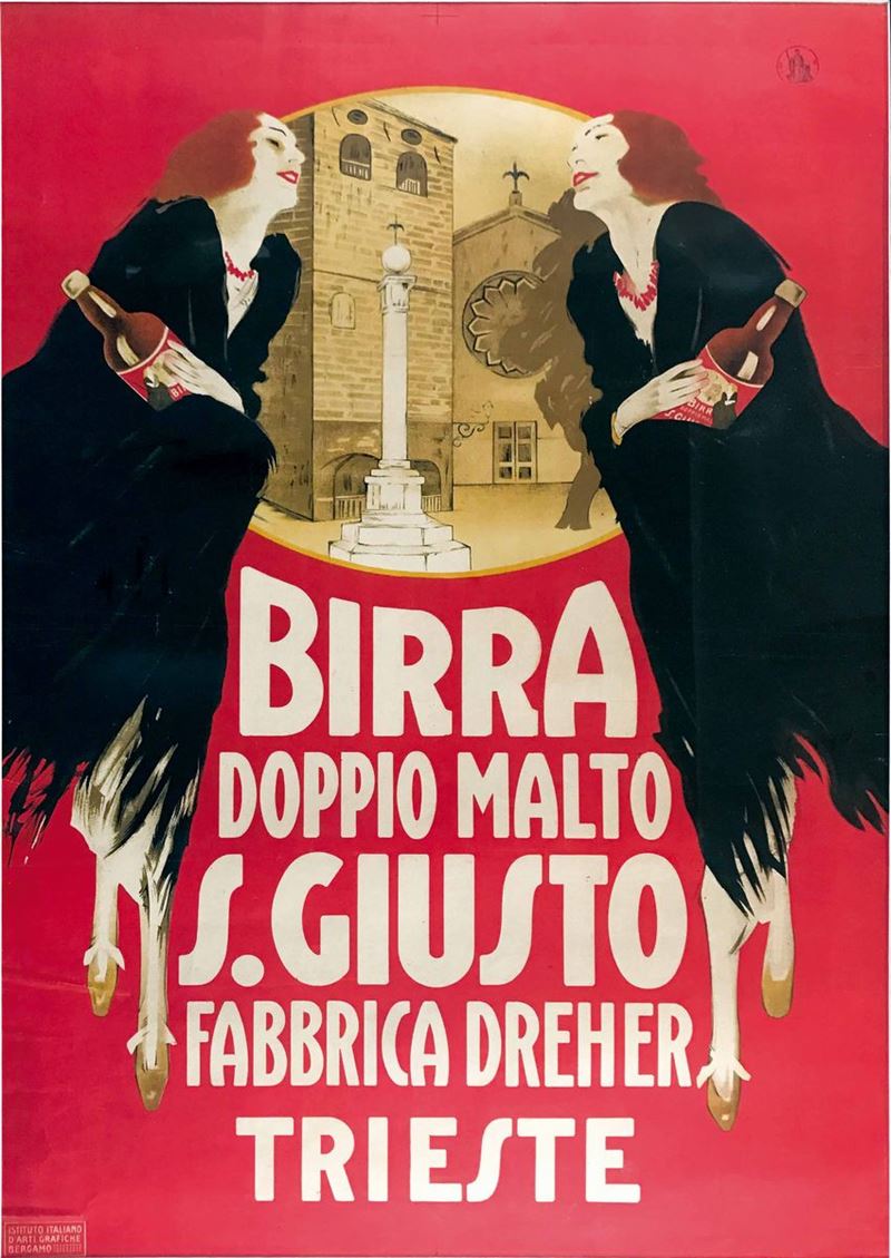 Unknown artist BIRRA DOPPIO MALTO SAN GIUSTO FABBRICA DREHER TRIESTE  - Auction Vintage Posters - Cambi Casa d'Aste