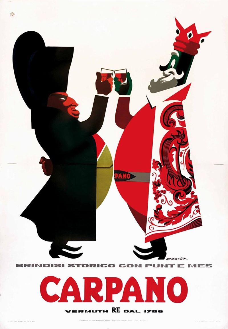 Armando Testa (1917-1992) CARPANO / BRINDISI STORICO CON PUNT E MES [NAPOLEONE]  - Auction Vintage Posters - Cambi Casa d'Aste