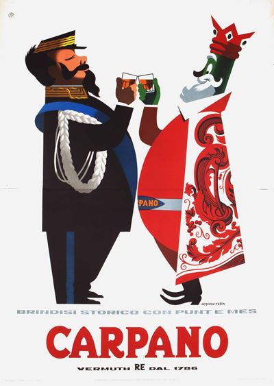 Armando Testa (1917-1992)carpano / Brindisi Storico con Punt e Mes [vittorio Emanuele II]