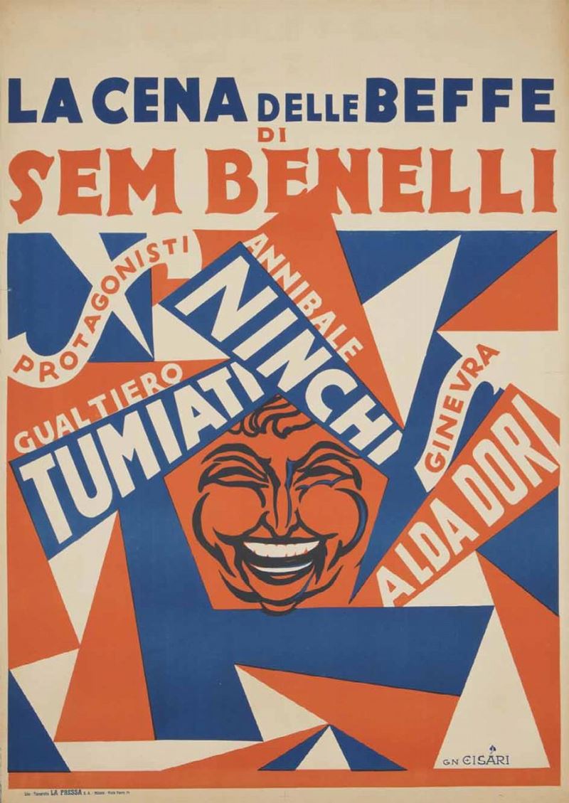 Giulio Cisari (1892-1960) LA CENA DELLE BEFFE DI SEM BENELLI  - Asta Manifesti d'Epoca - Cambi Casa d'Aste