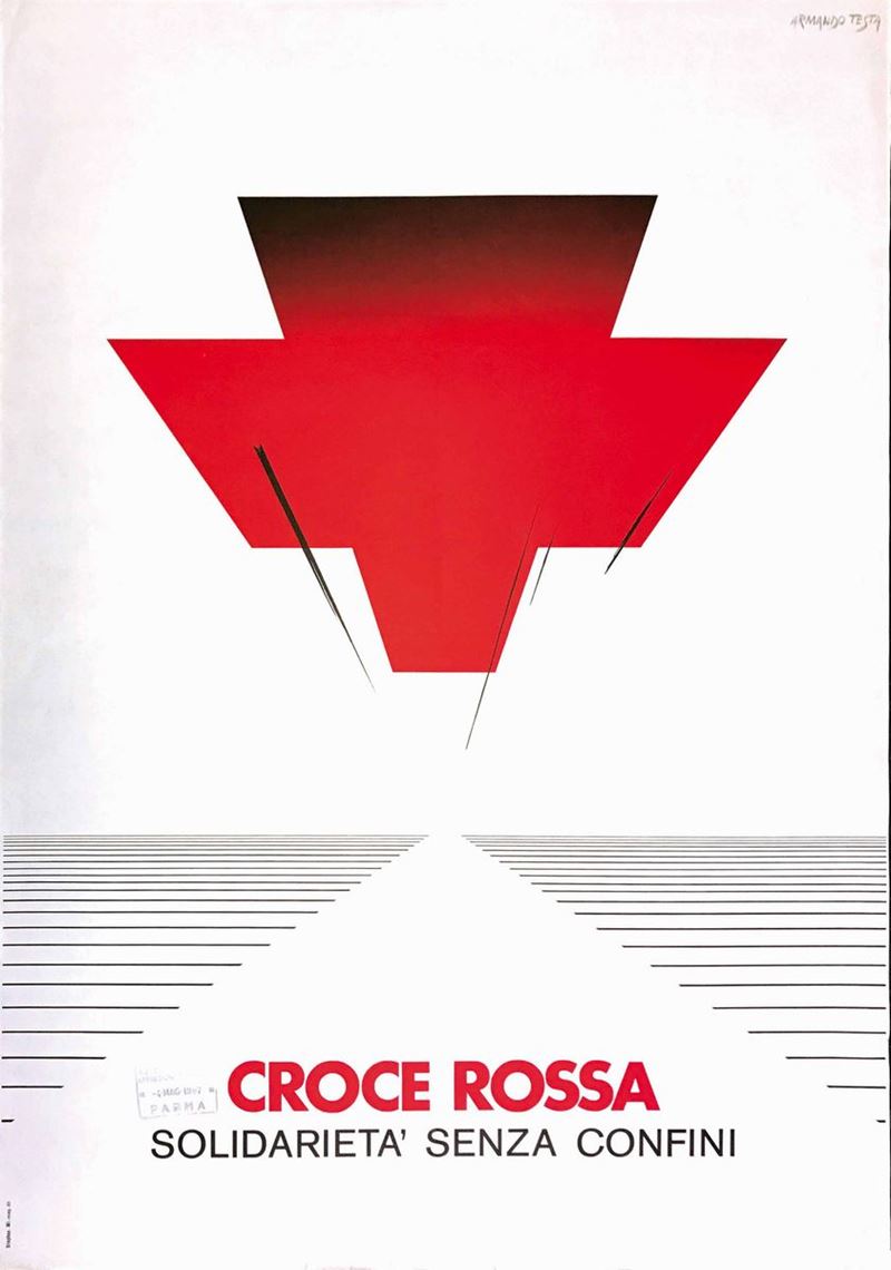 Armando Testa (1917-1992) CROCE ROSSA SOLIDARIETA’ SENZA CONFINI  - Auction Vintage Posters - Cambi Casa d'Aste