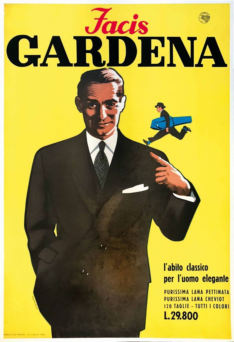Armando Testa (1917-1992) FACIS GARDENA L’ABITO CLASSICO PER L’UOMO ELEGANTE  - Auction Vintage Posters - Cambi Casa d'Aste