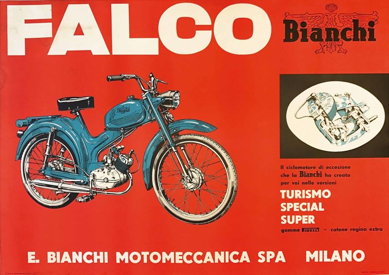 Unknown artist FALCO BIANCHI, IL CICLOMOTORE DI ECCEZIONE…  - Auction Vintage Posters - Cambi Casa d'Aste