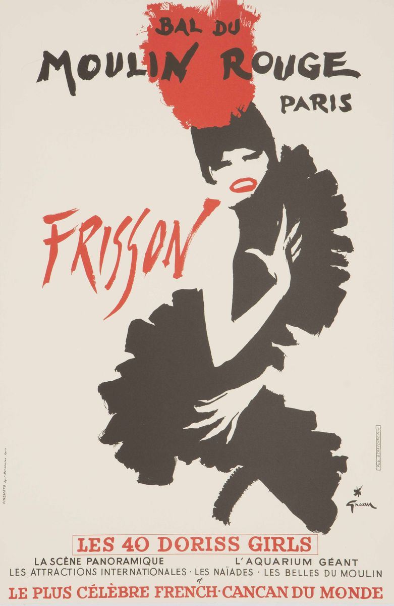 Rene’ Gruau (1917-1992) BAL DU MOULIN ROUGE PARIS / FRISSON  - Auction Vintage Posters - Cambi Casa d'Aste