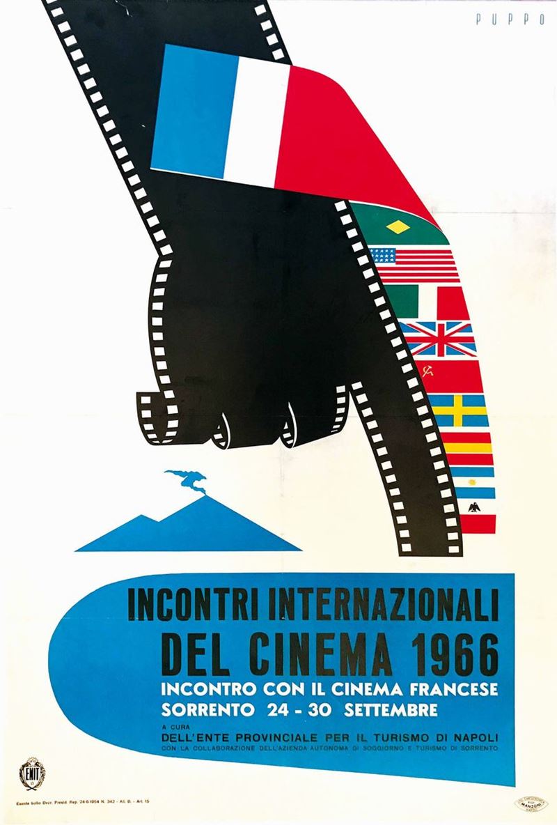 Mario Puppo (1905-1977) INCONTRI INTERNAZIONALI DEL CINEMA 1966  - Asta Manifesti d'Epoca - Cambi Casa d'Aste