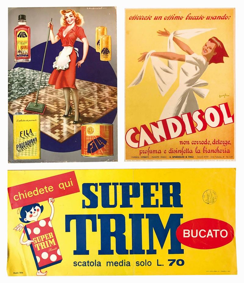 Gusmaroli / Studio Stile / Tovagliari CANDISOL/ FILA CERA / SUPER TRIM  - Auction Vintage Posters - Cambi Casa d'Aste