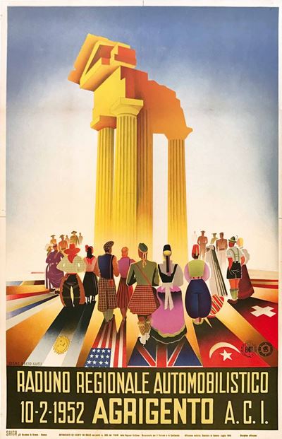 Decio Gueli (1908-1952)raduno Regionale Automobilistico 10-2-1952 Agrigento a.C.I.