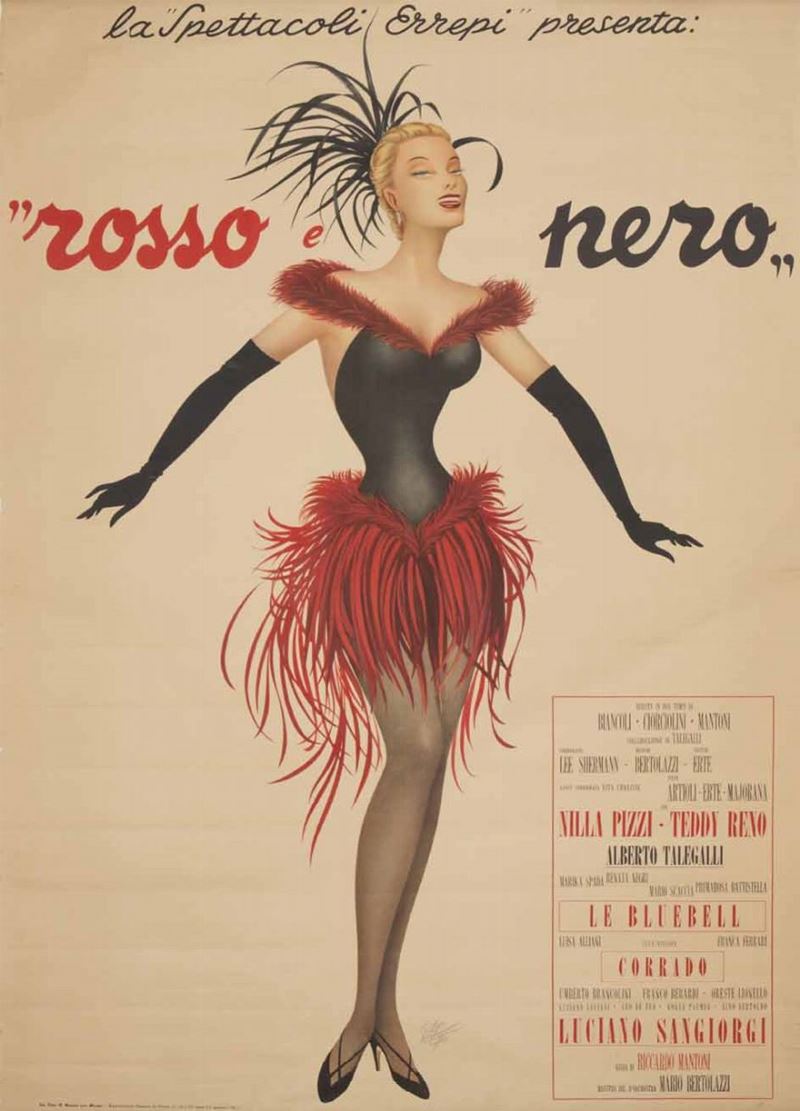Paolo Federico Garretto (1903-1989) LA SPETTACOLI ERREPI PRESENTA: ROSSO E NERO  - Auction Vintage Posters - Cambi Casa d'Aste