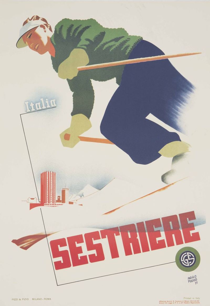 Mario Puppo (1905-1977) SESTRIERE  - Auction Vintage Posters - Cambi Casa d'Aste