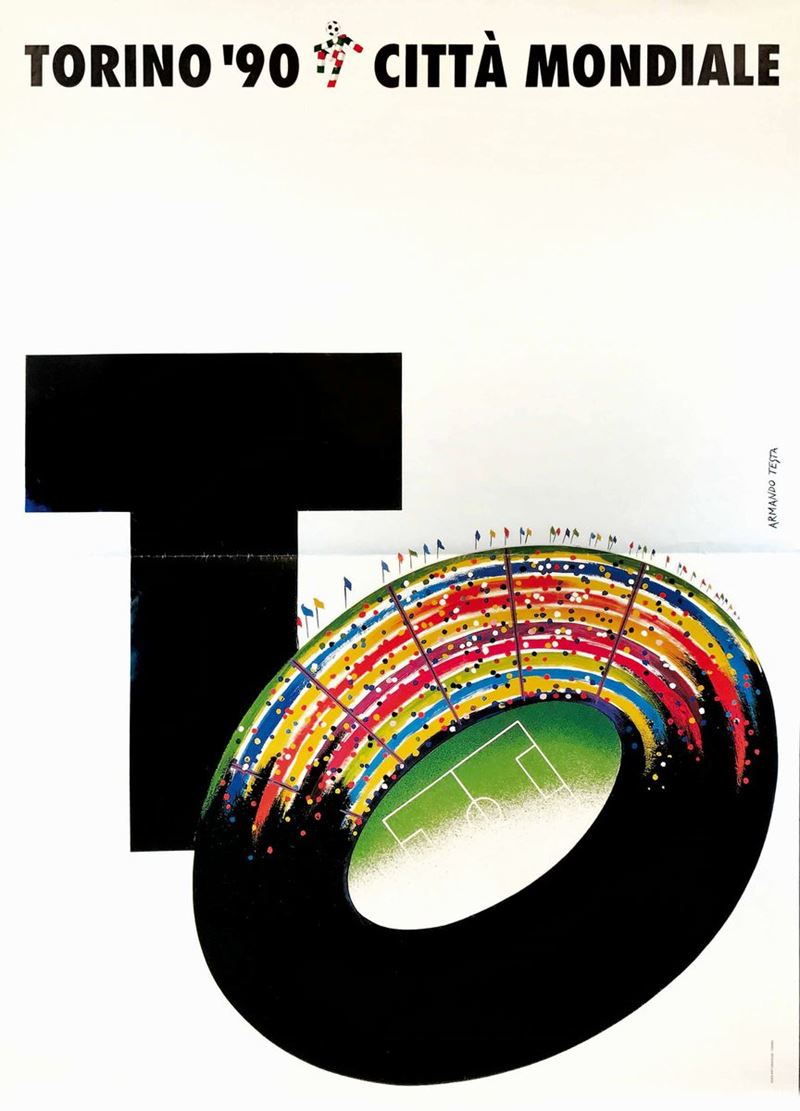 Armando Testa (1917-1992) TORINO ’90 CITTA’ MONDIALE  - Auction Vintage Posters - Cambi Casa d'Aste