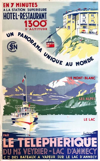 Henry Reb (1883-1959)un Panorama Unique Au Monde Par le Telepherique Du Mont Veyrier-lac D’annecy