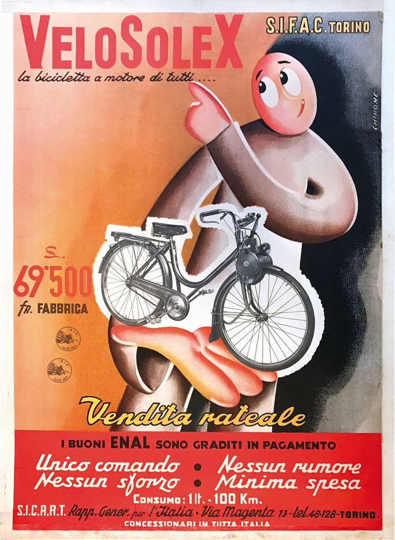 Chirone VELOSOLEX. LA BICICLETTA A MOTORE DI TUTTI  - Auction Vintage Posters - Cambi Casa d'Aste