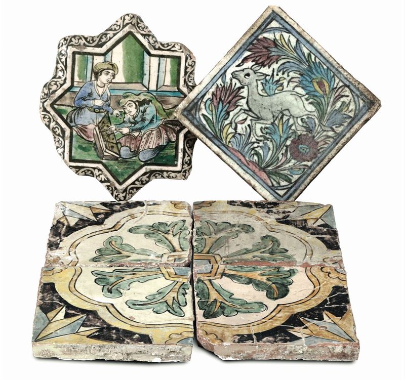 Sei piastrelle Probabilmente Iran e Italia, XIX secolo  - Auction Fine Art - Cambi Casa d'Aste