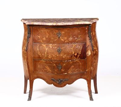 Cassettone in Stile in Legno Intarsiato, XX Secolo
