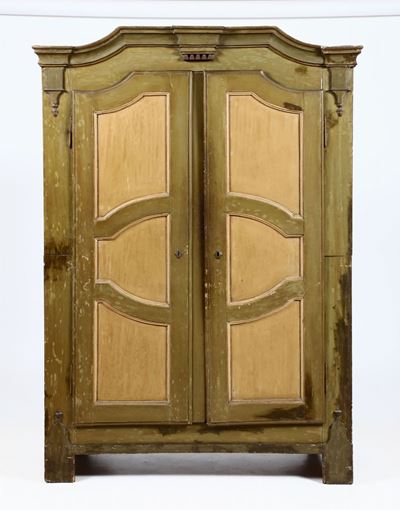 Armadio in Legno Dipinto a Due Ante, XVIII Secolo