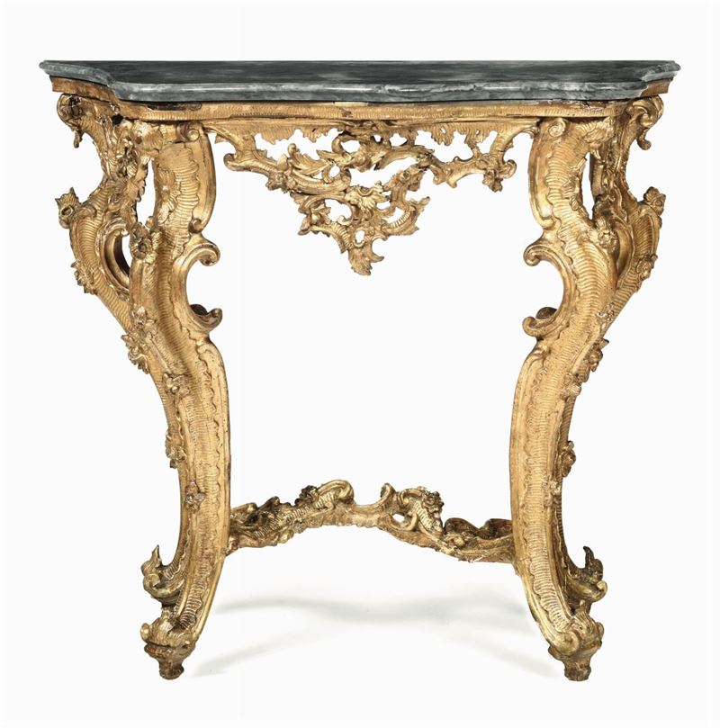 Consolle in legno intagliato e dorato, Italia XVIII secolo  - Asta Antiquariato - Cambi Casa d'Aste