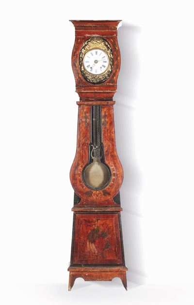 Pendola da Terra con Cassa in Legno Dipinto, G. B. Orengo, XX Secolo