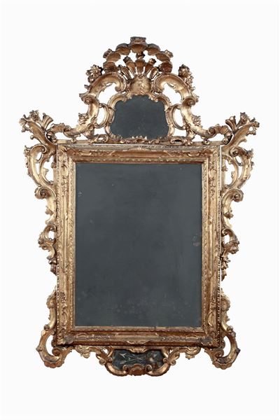 Specchiera in Legno Intagliato e Dorato, XVIII Secolo