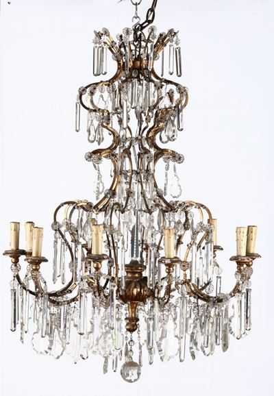 Lampadario in Metallo e Cristalli