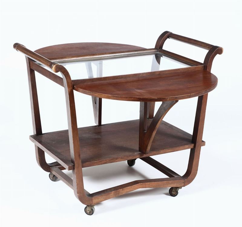 Carrello Deco in legno e vetro, XX secolo  - Auction Furniture - Cambi Casa d'Aste