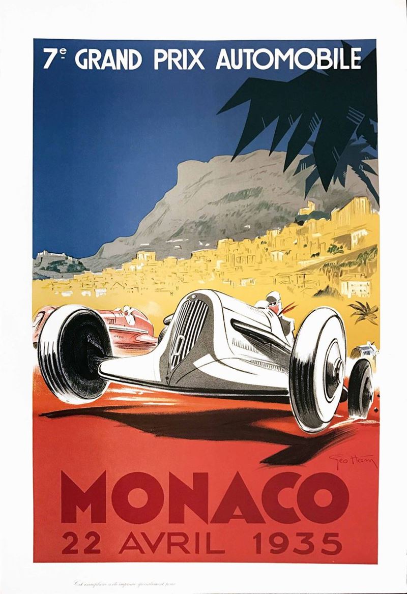 Geo Ham (1900-1972) 7.e GRAND PRIX AUTOMOBILE MONACO 22 AVRIL 1935  - Auction Vintage Posters - Cambi Casa d'Aste