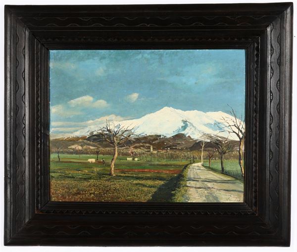 Romolo Garrone (1891 - 1959) Paesaggio innevato