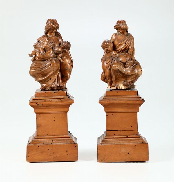 Coppia di figure allegoriche rappresentanti “la carità” e “la giustizia” scultore del XIX secolo