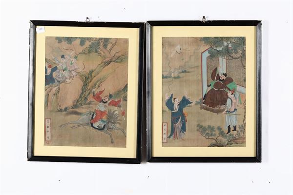 Dieci dipinti su seta raffiguranti varie scene di vita comune, Cina, XIX secolo