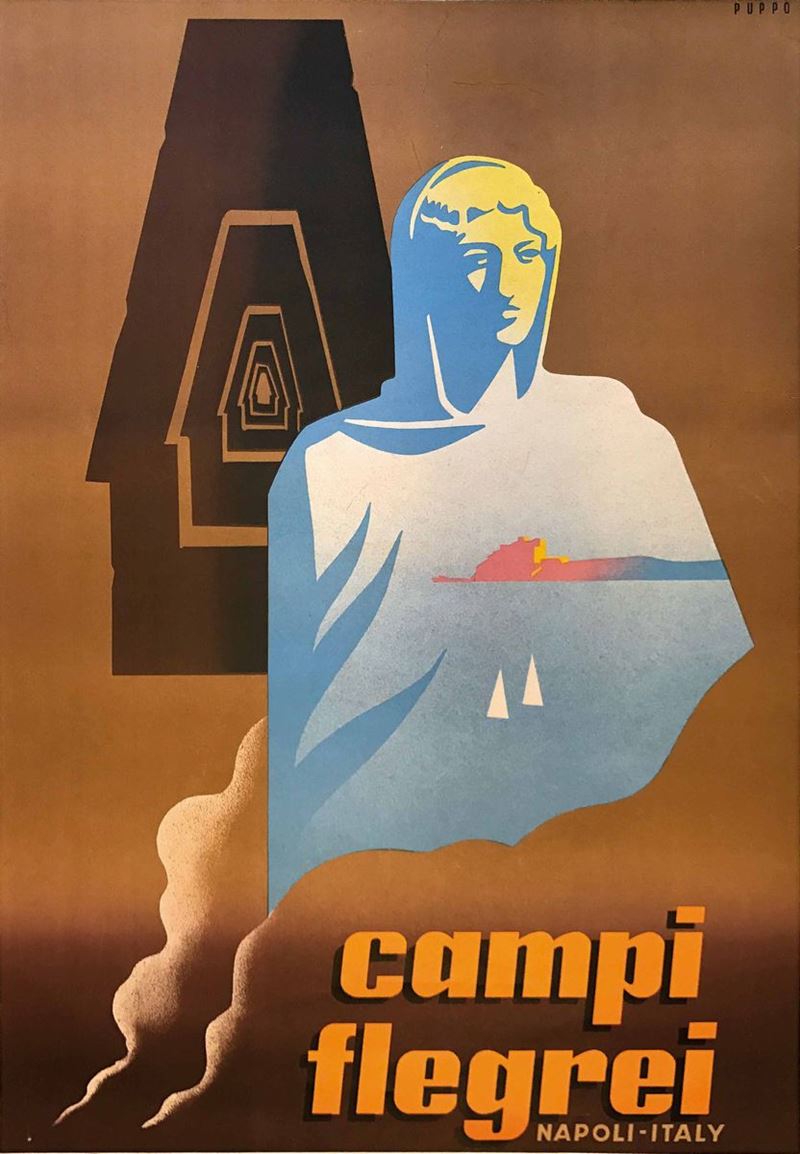 Mario Puppo (1905-1977) CAMPI FLEGREI NAPOLI ITALY  - Auction Vintage Posters - Cambi Casa d'Aste