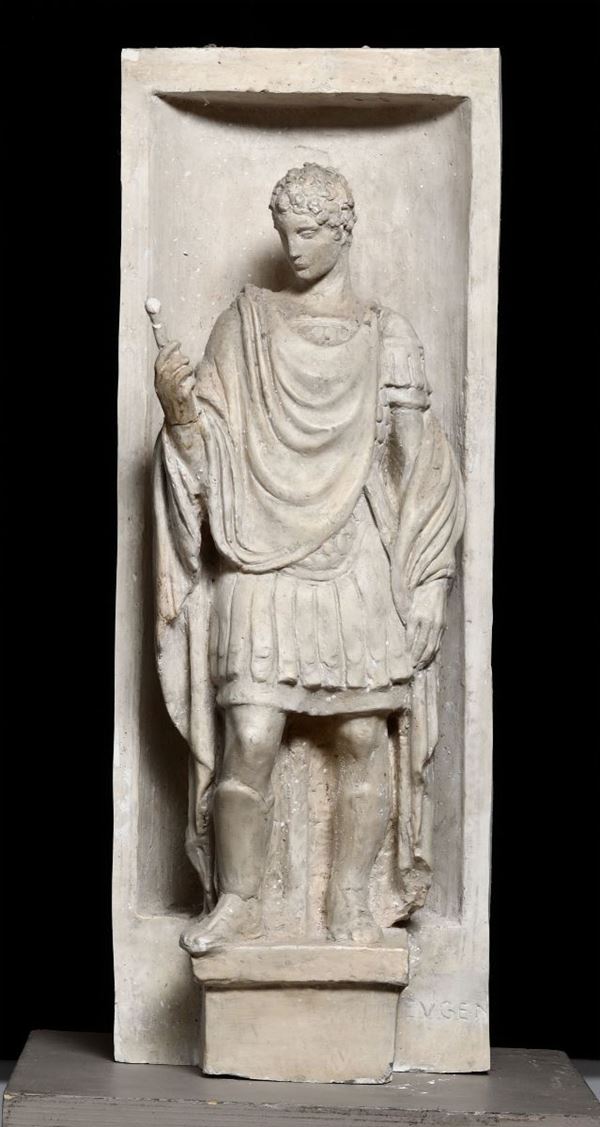 Rilievo in gesso raffigurante antico romano, Italia XIX secolo, opera derivata da modello rinascimentali