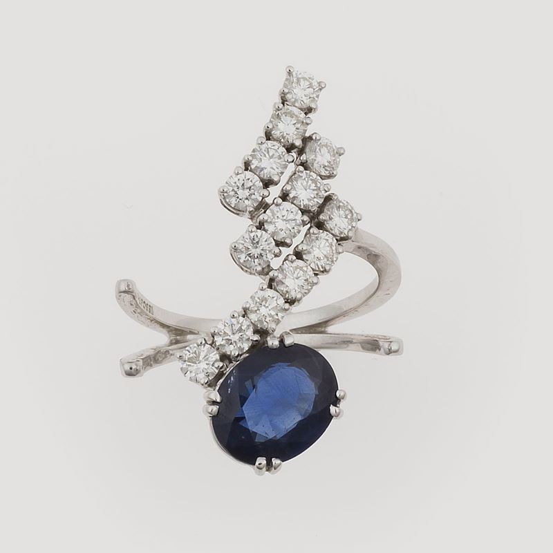 Sapphire and diamond ring. Signed Repossi. Fitted case  - Auction Fine Jewels - II - Cambi Casa d'Aste
