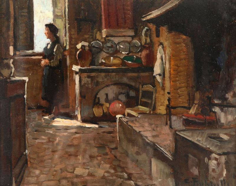 Cafiero Filippelli (1889-1973), attr. L'attesa  - Asta Pittura - Cambi Casa d'Aste