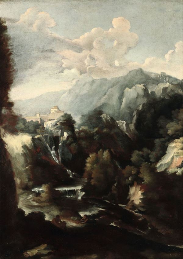 Jan Sonjè (1625-1707) Paesaggio fluviale con architetture