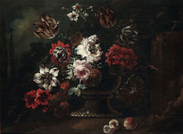 Jan Baptist Morel (1662-1732), ambito di Natura morta con vaso di fiori