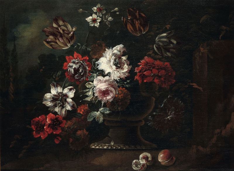Jan Baptist Morel (1662-1732), ambito di Natura morta con vaso di fiori  - Auction Fine Art - Cambi Casa d'Aste